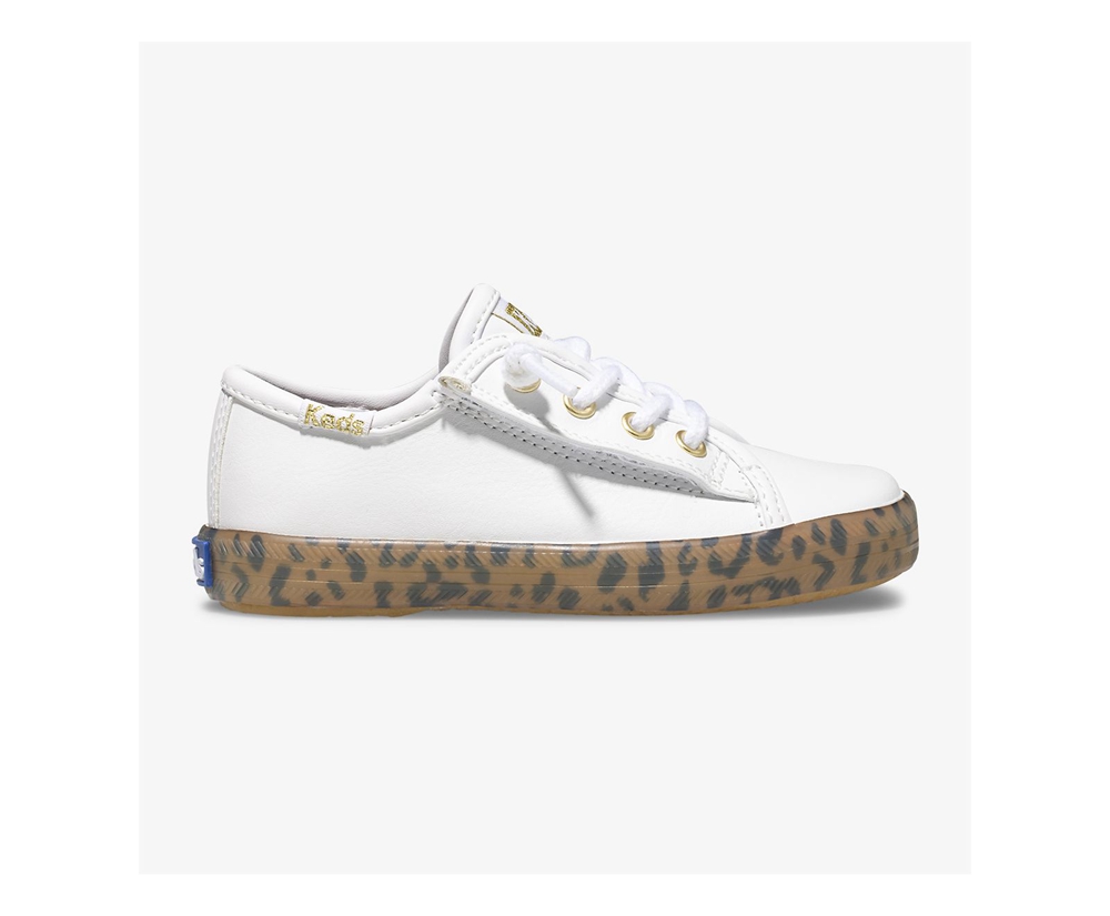 Zapatillas Keds Niños Blancas - Kickstart Leopard Foxing Jr. - 524-DRKMTJ